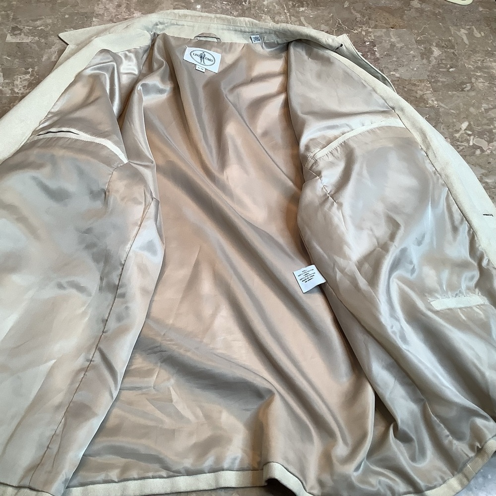 Linea Uomo button down shirt jacket, beige, 2 exterior pockets, 3 interior, XL - Picture 12 of 16